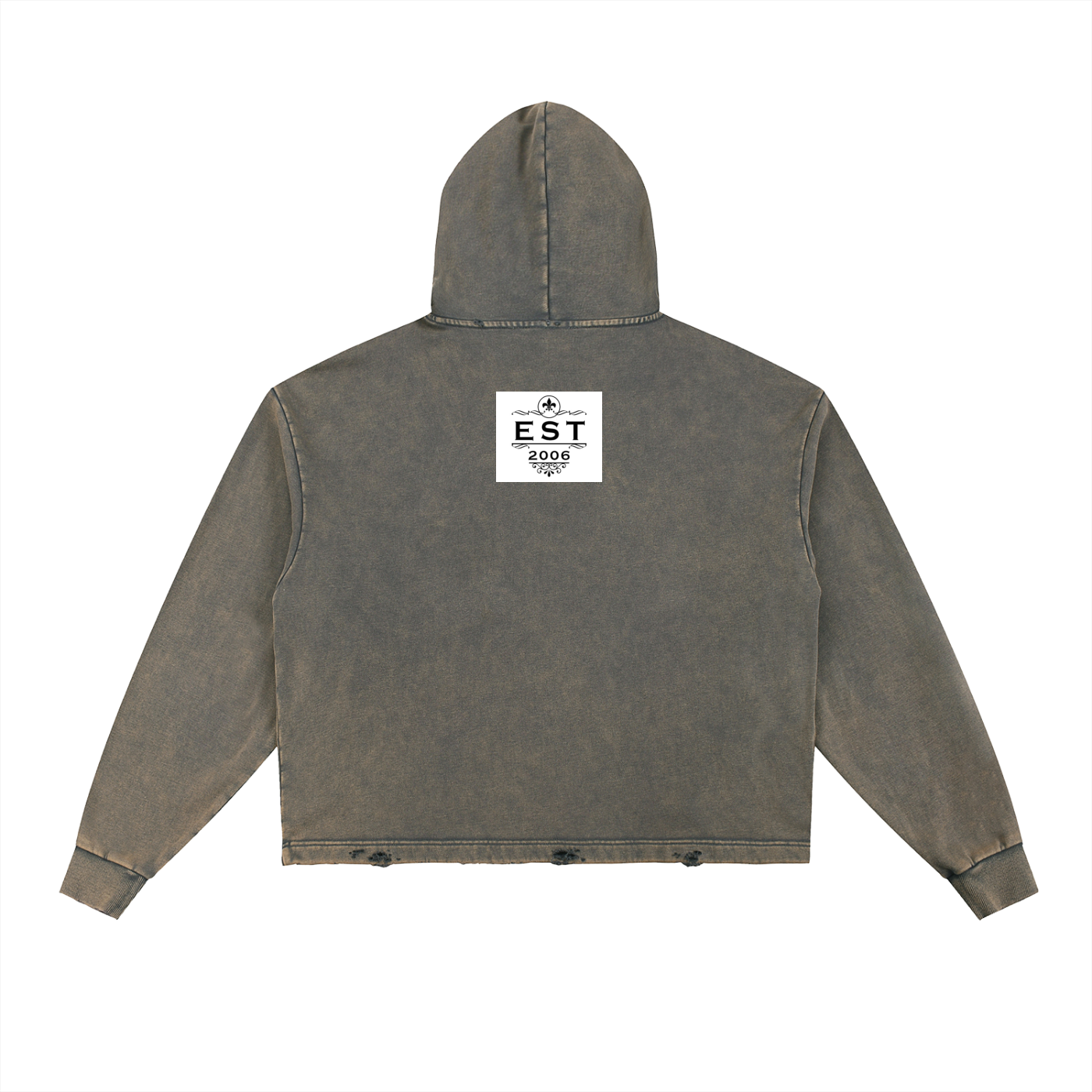 KAW Vintage Washed Frayed-Hem Hoodie
