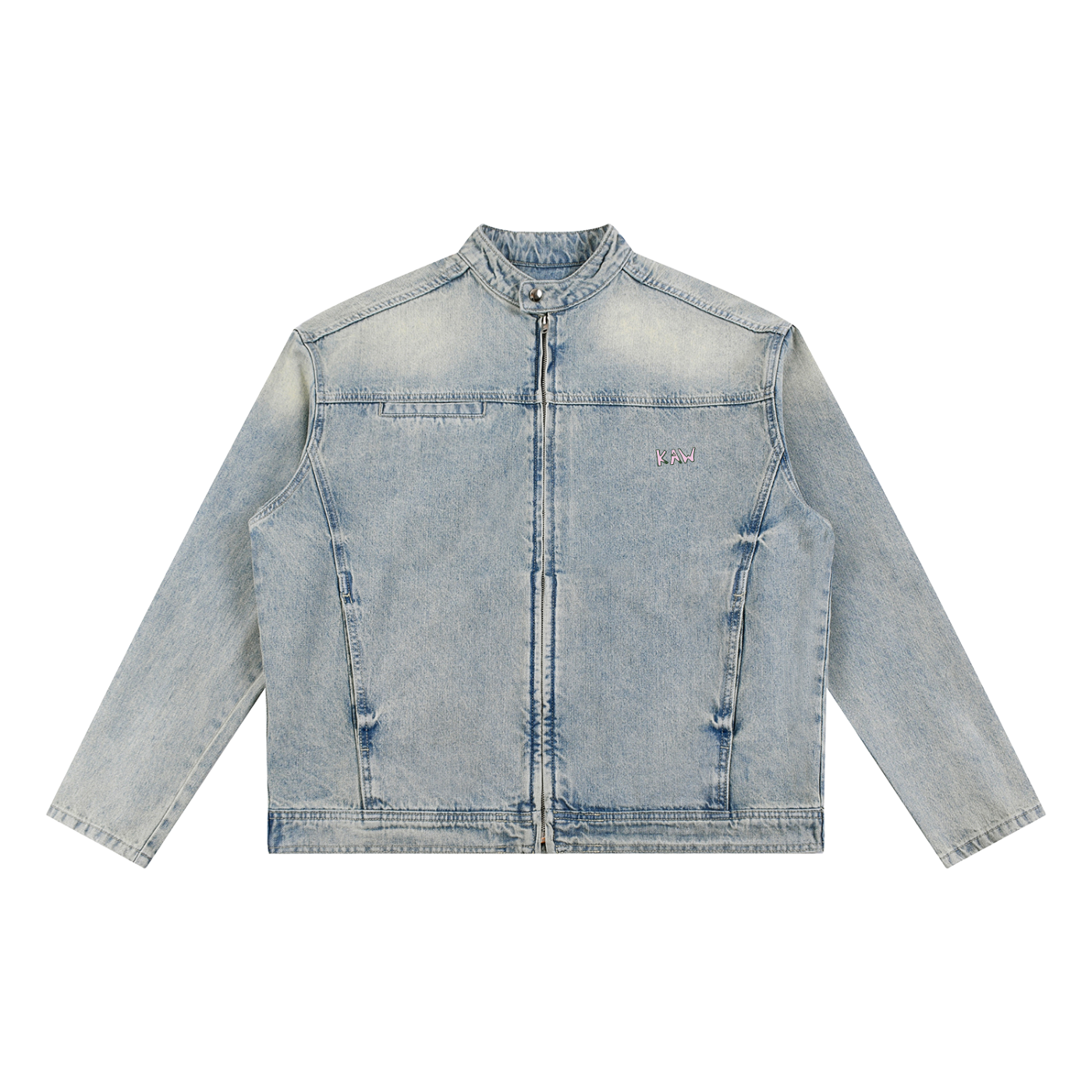 KAW Vintage Wash Zip Denim Jacket
