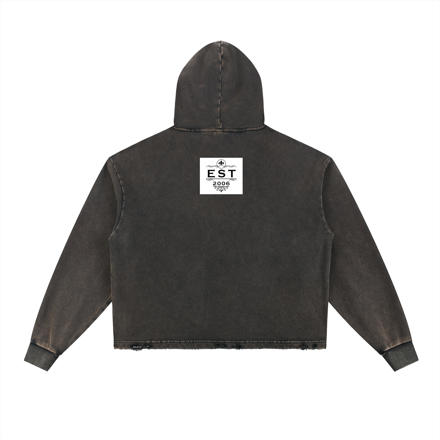 KAW Vintage Washed Frayed-Hem Hoodie
