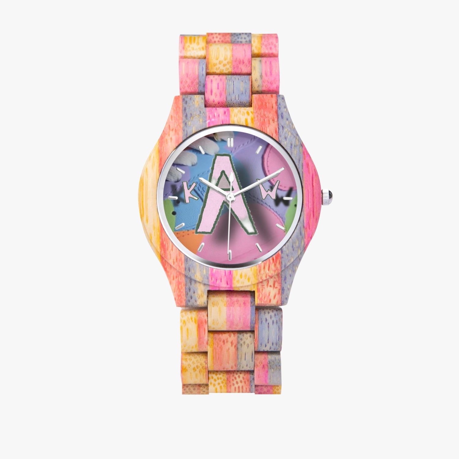 K.A.W. Camouflage Wooden Watch - Grey&Pink