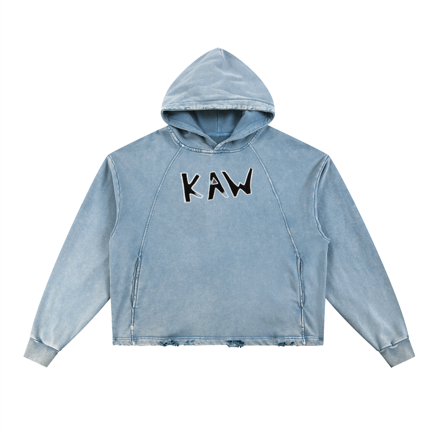 KAW Vintage Washed Frayed-Hem Hoodie