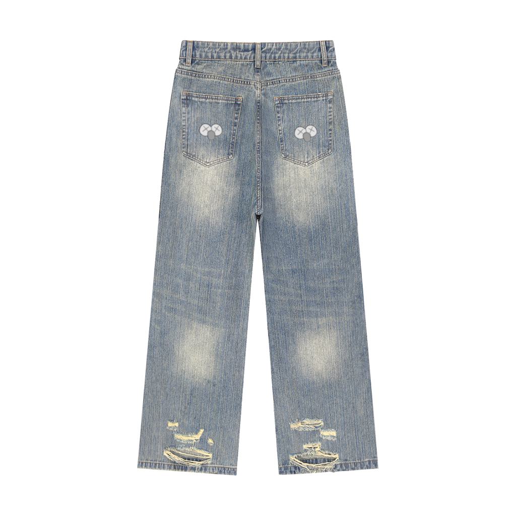 KAW Vintage Wash Distressed Denim Jeans